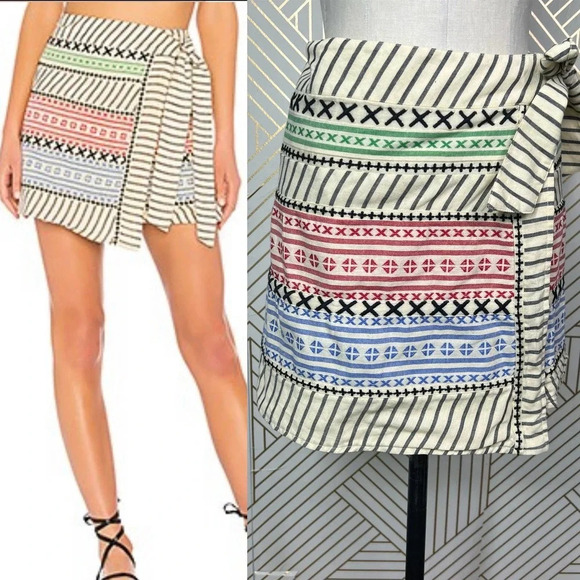 Dodo Bar Or Leonil Mini Wrap‎ Skirt in Colorful Embroidered Size Medium - Picture 1 of 12